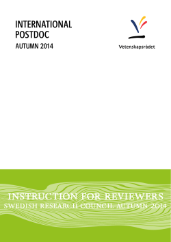 instruction for reviewers INTERNATIONAL POSTDOC swedish research council autuMn 2014