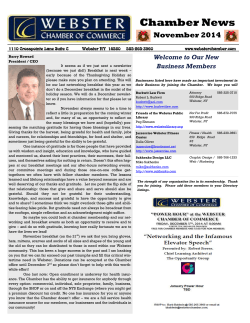 Chamber News November 2014 Welcome to Our New Business Members