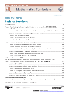 Mathematics Curriculum 6 Rational Numbers Table of Contents