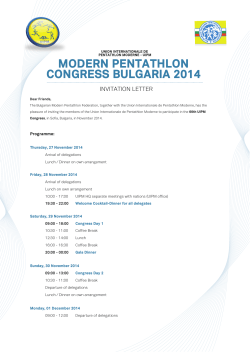 MODERN PENTATHLON CONGRESS BULGARIA 2014 INVITATION LETTER
