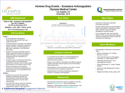 Adverse Drug Events – Excessive Anticoagulation Olympia Medical Center AIM Statement Next Steps