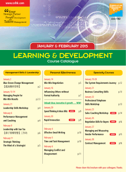 LEARNING &amp; DEVELOPMENT JANUARY &amp; FEBRUARY 2015 Course Catalogue www.celhk.com