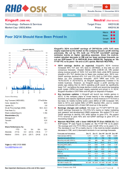 Kingsoft  Neutral Poor 3Q14 Should Have Been Priced In