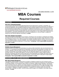 MBA Courses Required Courses  Last update: November 11, 2014