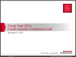 Fiscal Year 2014 Fourth Quarter Conference Call November 12, 2014