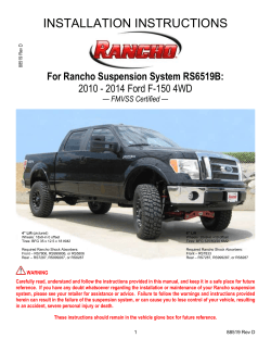 INSTALLATION INSTRUCTIONS For Rancho Suspension System RS6519B: — FMVSS Certified —