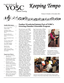 Fanfare Woodwind Quintet Part of YOBC’s Inside this issue:
