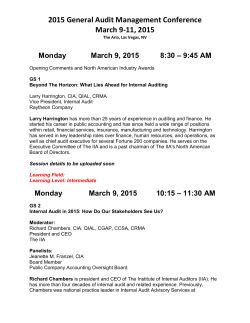 2015 General Audit Management Conference March 9-11, 2015 – 9:45 AM Monday