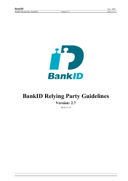 BankID Relying Party Guidelines Version: 2.7 BankID