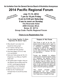 2014 Pacific Regional Forum July 11-13, 2014
