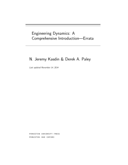 Engineering Dynamics: A Comprehensive Introduction—Errata N. Jeremy Kasdin &amp; Derek A. Paley