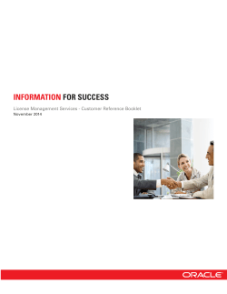 INFORMATION FOR SUCCESS License Management Services - Customer Reference Booklet November 2014