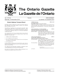 Vol. 147-46 Toronto ISSN 00302937 Le samedi 15 novembre 2014
