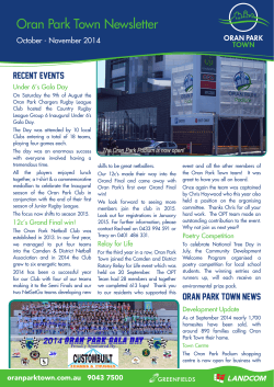 Oran Park Town Newsletter Recent Events October - November 2014