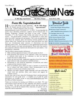 Wilson Creek School News H November Events