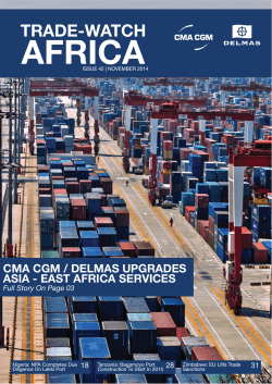AFRICA TRADE-WATCH CMA CGM / DELMAS UPGRADES ASIA - EAST AFRICA SERVICES