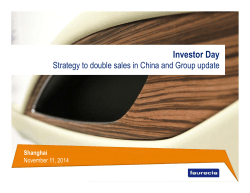 Investor Day Strategy to double sales in China and Group update Shanghai