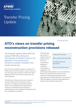 ATO’s views on transfer pricing reconstruction provisions released