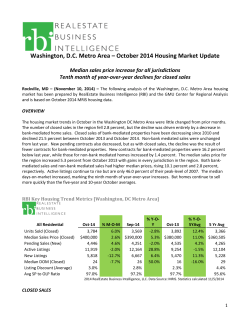 Washington, D.C. Metro Area – October 2014 Housing Market Update
