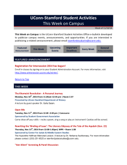 UConn-Stamford Student Activities This Week on Campus  FEATURED ANNOUNCEMENT