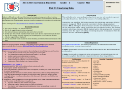 2014-2015 Curriculum Blueprint        ... Course:  MJ1 Unit #13 Analyzing Data: