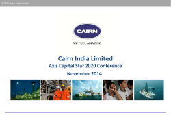 Cairn India Limited Axis Capital Star 2020 Conference November 2014