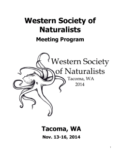 Western Society of Naturalists Tacoma, WA Meeting Program