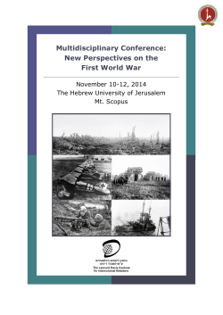 Multidisciplinary Conference: New Perspectives on the First World War November 10-12, 2014