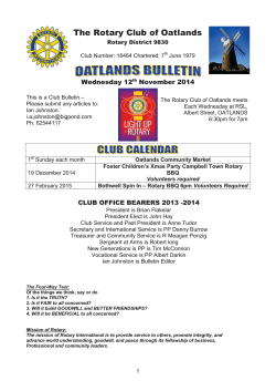 The Rotary Club of Oatlands Wednesday 12 November 2014