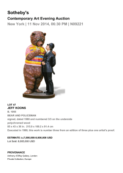 Sotheby's Contemporary Art Evening Auction JEFF KOONS