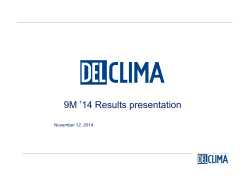9M ’14 Results presentation November 12, 2014