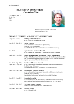 DR. STEFFEN BORGWARDT  Curriculum Vitae CURRENT POSITION AND EMPLOYMENT HISTORY