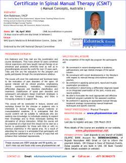 Certificate in Spinal Manual Therapy (CSMT) ( Manual Concepts, Australia )