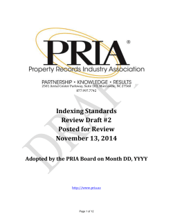 Indexing Standards Review Draft #2 Posted for Review November 13, 2014