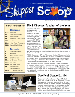 MHS Chooses Teacher of the Year Mark Your Calendar November Mandeville High School