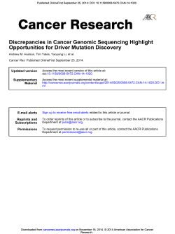 Published OnlineFirst September 25, 2014; DOI: 10.1158/0008-5472.CAN-14-1020