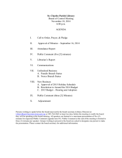 St. Charles Parish Library Board of Control Meeting November 18, 2014 6:00 p.m.