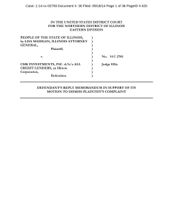 Case: 1:14-cv-02783 Document #: 30 Filed: 09/18/14 Page 1 of... IN THE UNITED STATES DISTRICT COURT EASTERN DIVISION