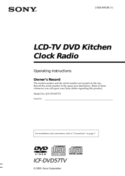 LCD-TV DVD Kitchen Clock Radio Operating Instructions Owner’s Record