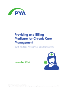 Providing and Billing Medicare for Chronic Care Management November 2014