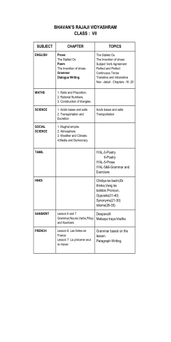 BHAVAN’S RAJAJI VIDYASHRAM CLASS :  VII SUBJECT CHAPTER