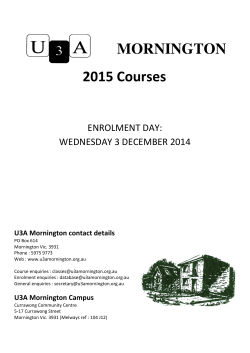 MORNINGTON 2015 Courses  ENROLMENT DAY: