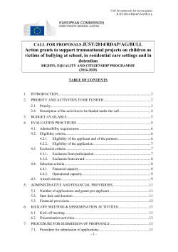 JUST/2014/RDAP/AG/BULL Action grants to support transnational projects on children as