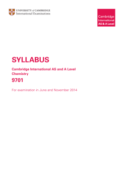 SYLLABUS 9701 Cambridge International AS and A Level Chemistry