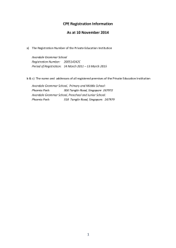 CPE Registration Information As at 10 November 2014