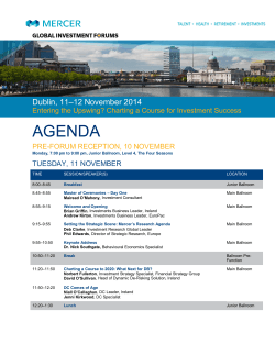 AGENDA Dublin, 11–12 November 2014 PRE-FORUM RECEPTION, 10 NOVEMBER