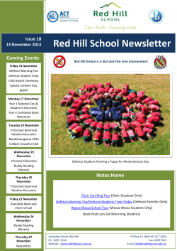 Red Hill School Newsletter Coming Events Issue 18 13 November 2014