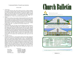 Joint Worship Service; Church Construction Offering Fundamental Beliefs of Seventh-day Adventists 15-Nov-14