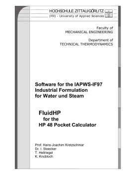 FluidHP Software for the IAPWS-IF97 Industrial Formulation for Water und Steam