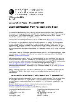 Chemical Migration from Packaging into Food Consultation Paper – Proposal P1034